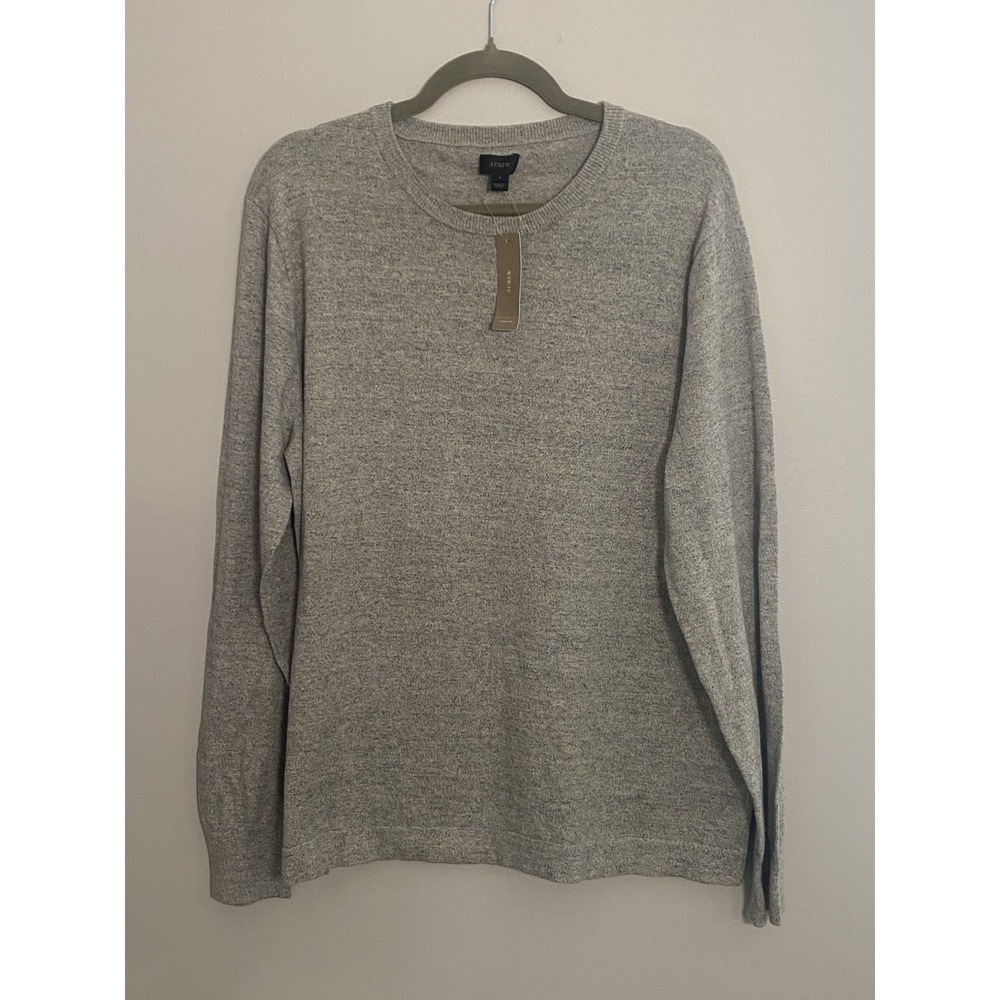 NWT J Crew Men's 100% Cotton Grey Crewneck Sweater Preppy Work Casual Size Large